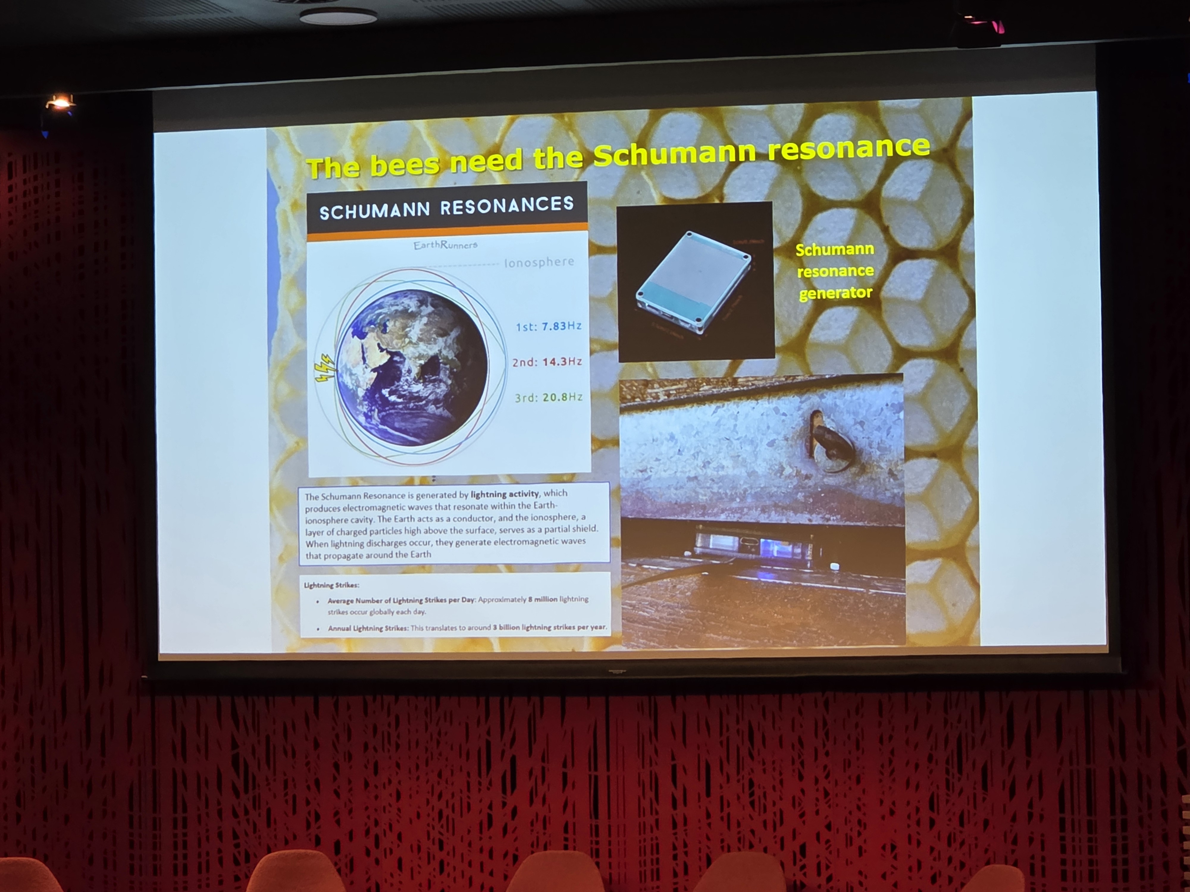 Bildet viser Schumann-resonans-generatoren under en av bikubene.